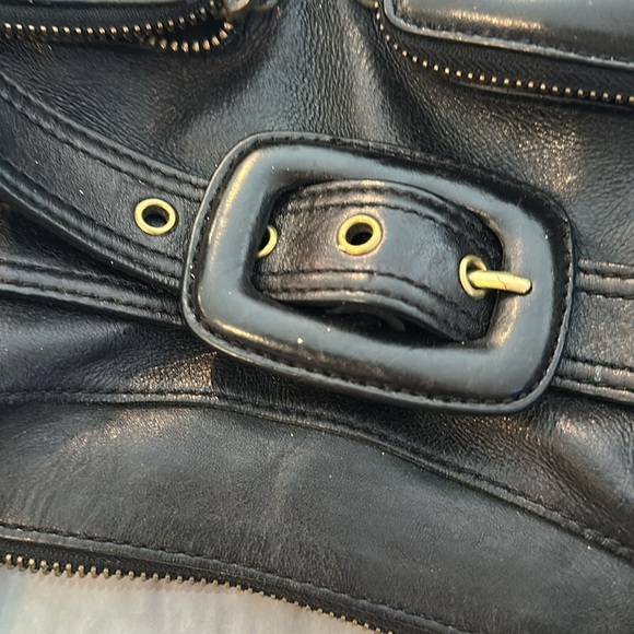 Cole Haan Black Leather Handbag Shoulder Tote Buckle Y2K - Picture 8 of 10